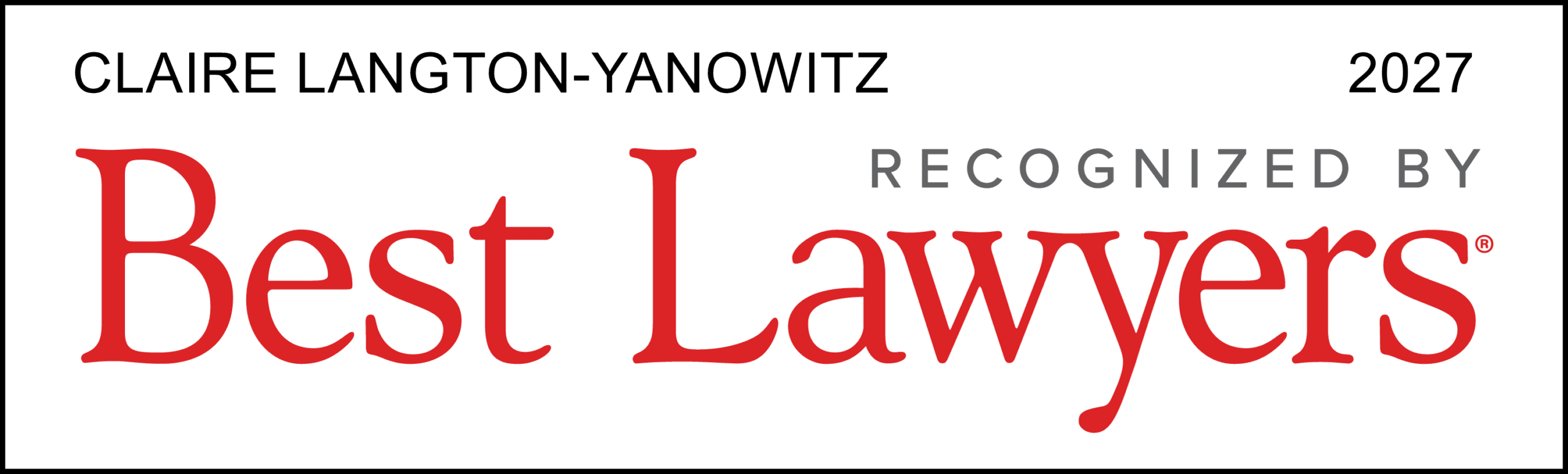 Best Lawyers recognition for Claire Langton-Yanowitz